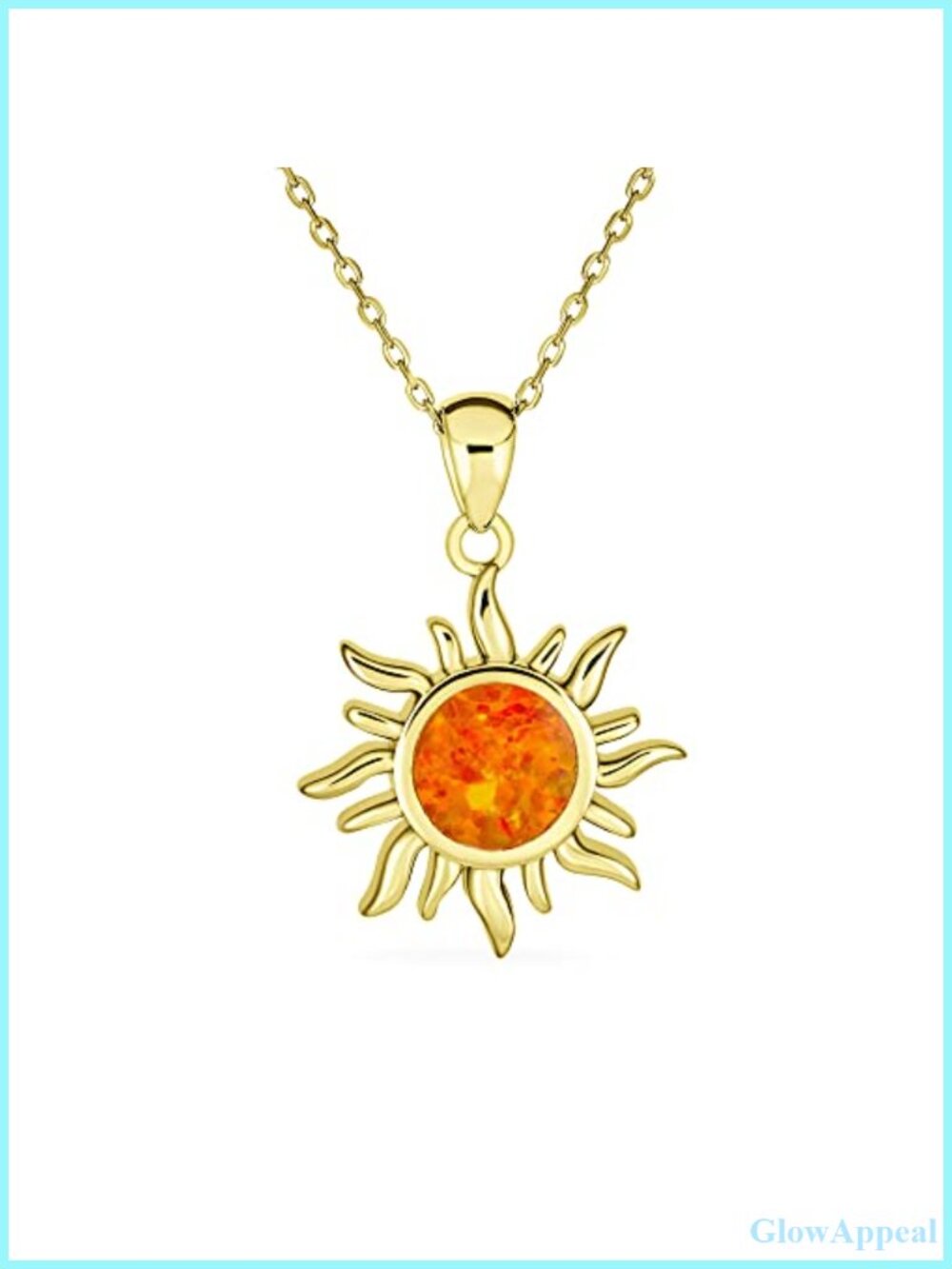 Opal Sunburst Pendant Necklace 14K Gold Plated 925 Sterling Silver